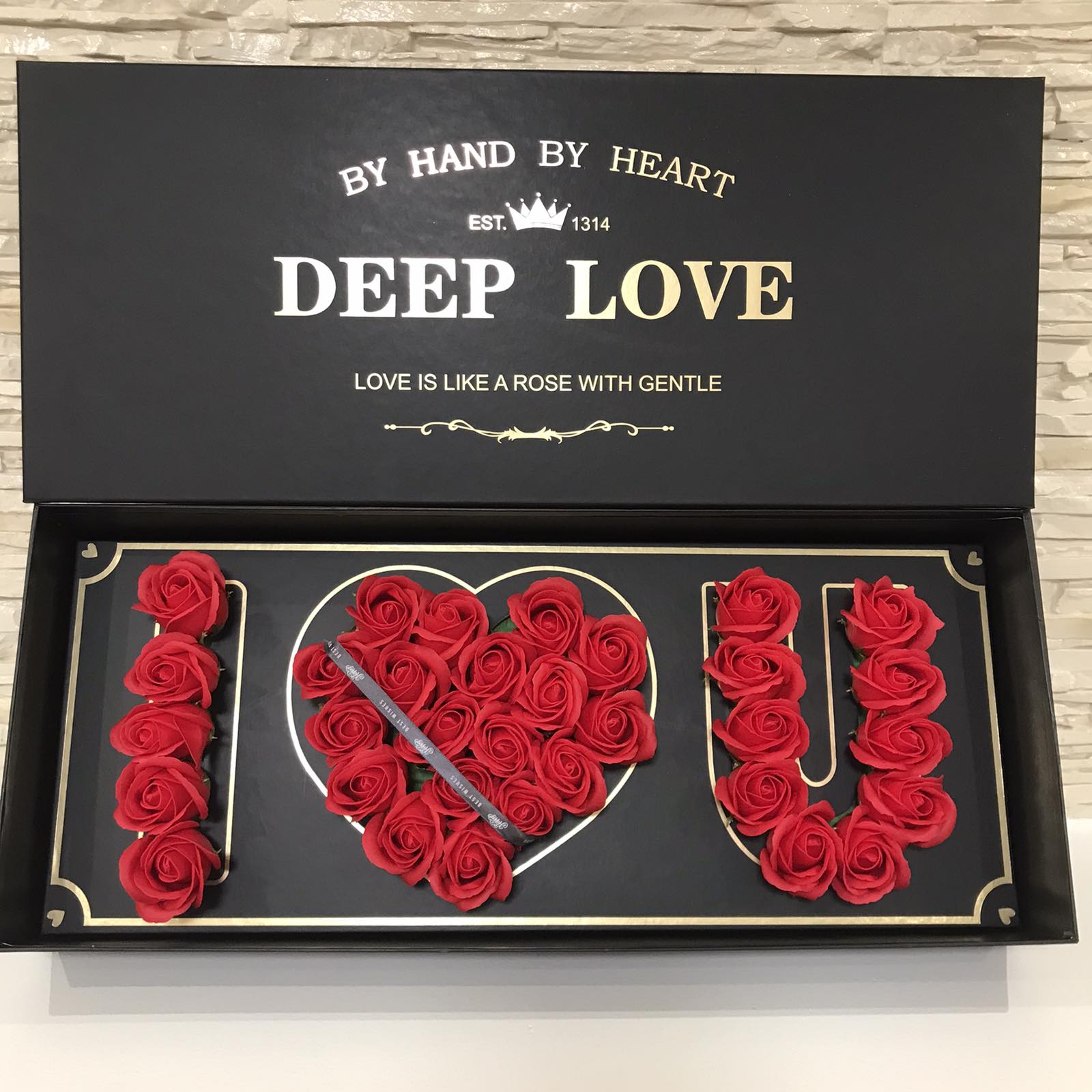 Įspūdingo dydžio muilo gėlių dėžutė „I Love You”-2
