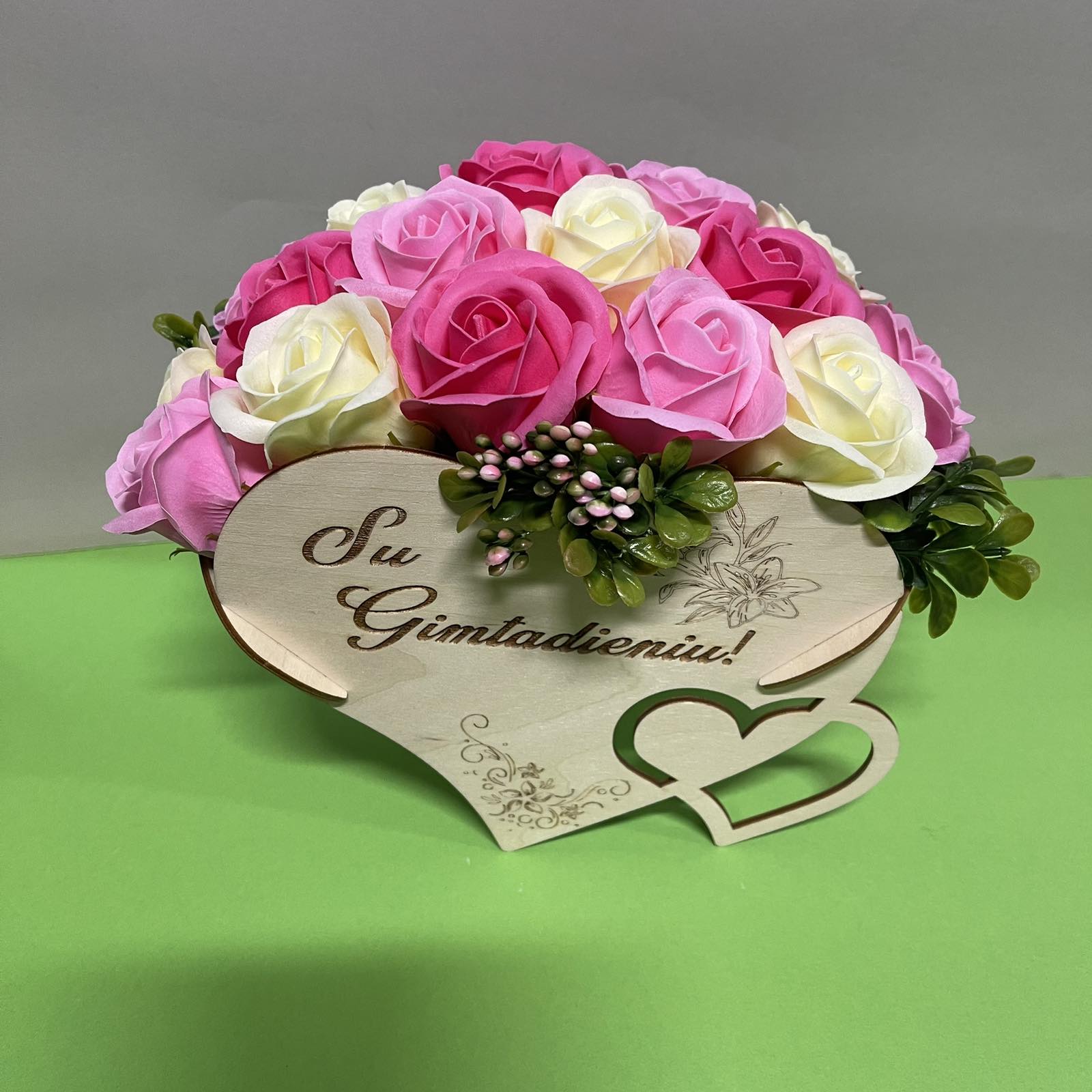 Muilo gėlių puokštė „Su gimtadieniu”