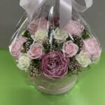 Muilo gėlių puokštė „Pastelinė dėžutė”-1