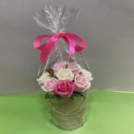 Muilo gėlių puokštė „Rožiniai atspalviai”